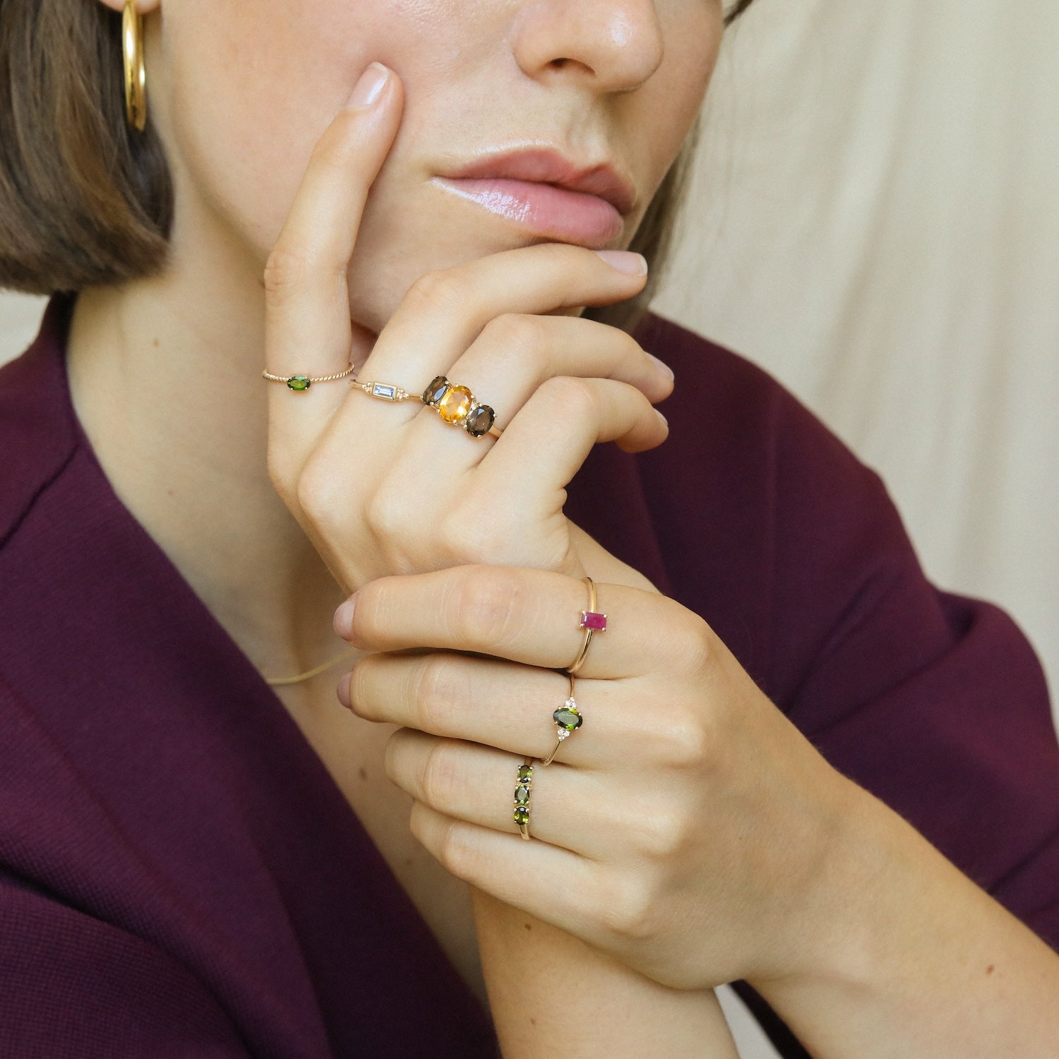 Trio Tourmaline ring | 14K Gold
